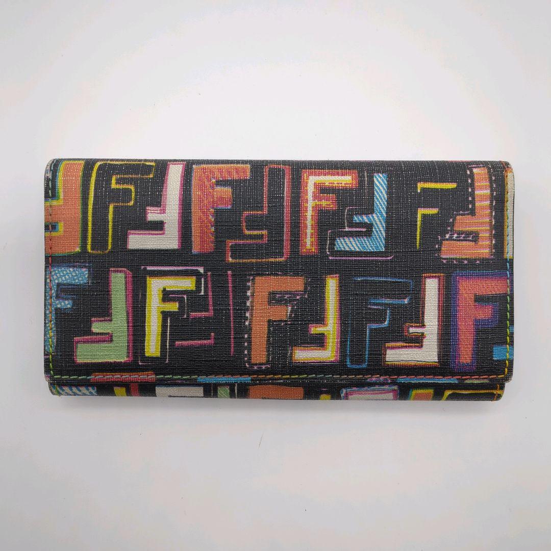 【人気モデル・美品】フェンディ☆ズッカ 長財布 二つ折り PVC マルチカラー