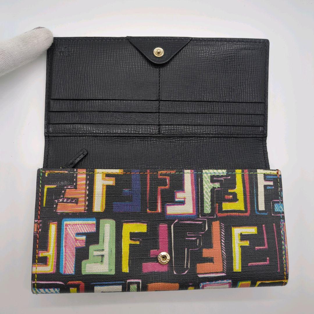 【人気モデル・美品】フェンディ☆ズッカ 長財布 二つ折り PVC マルチカラー