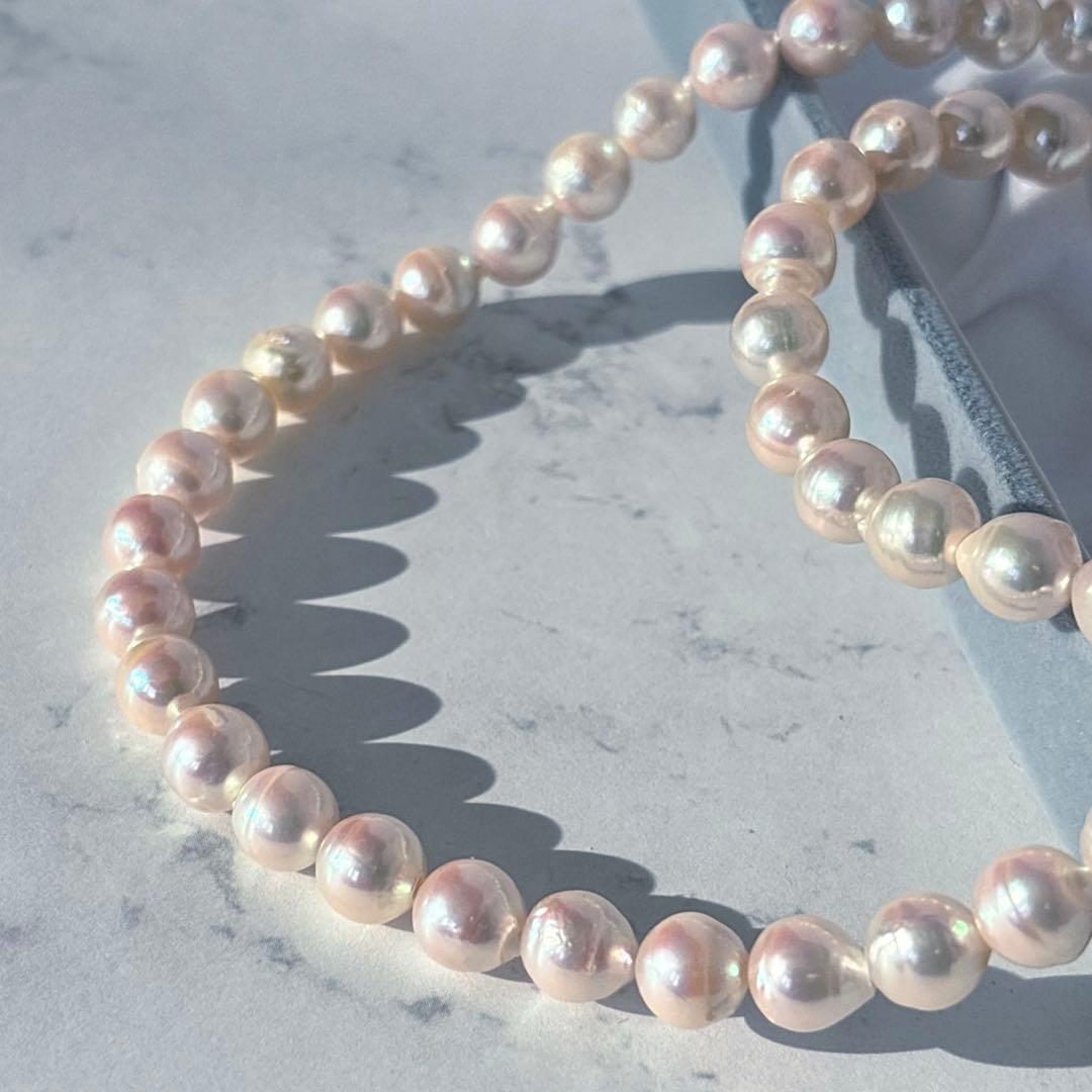 オーロラ干渉色✨極美品　あこや真珠 パールロングネックレス120cm 7.5mm