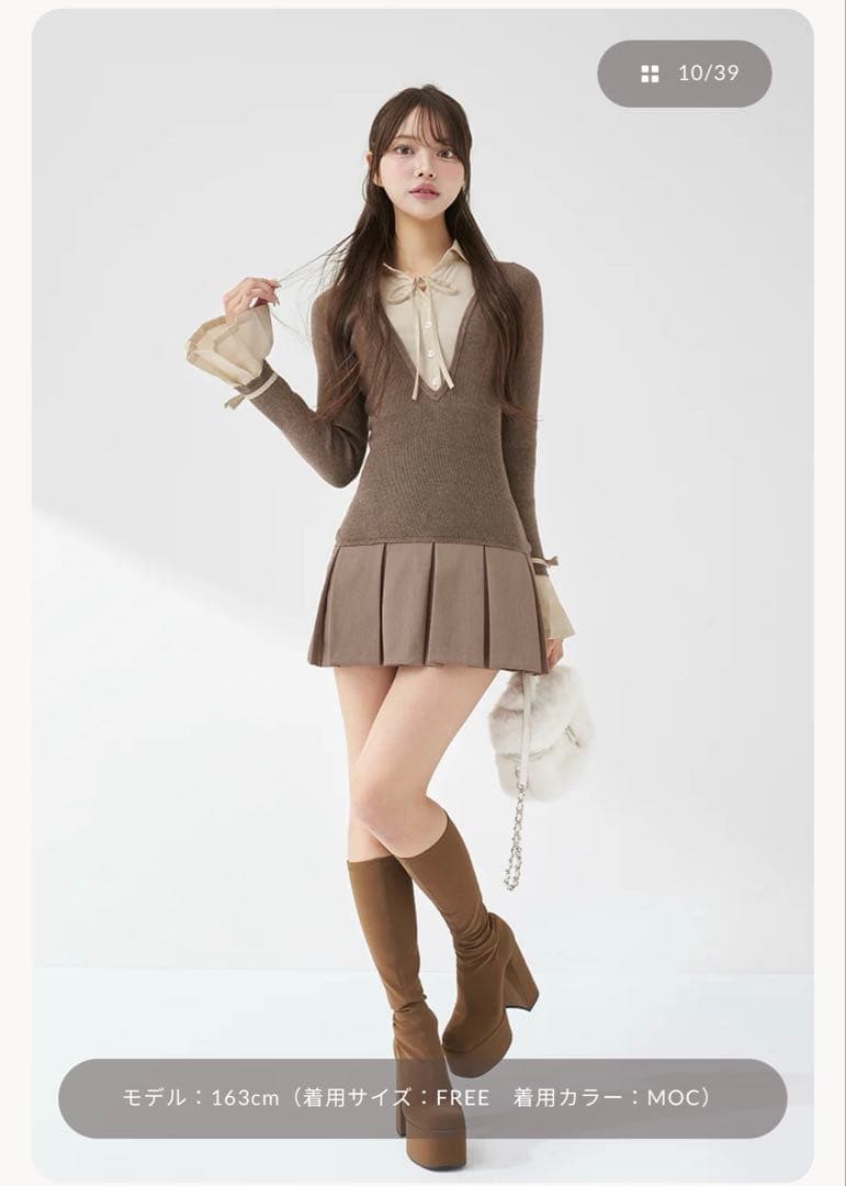 Darich シャツドッキングプリーツミニワンピース　MOC FL