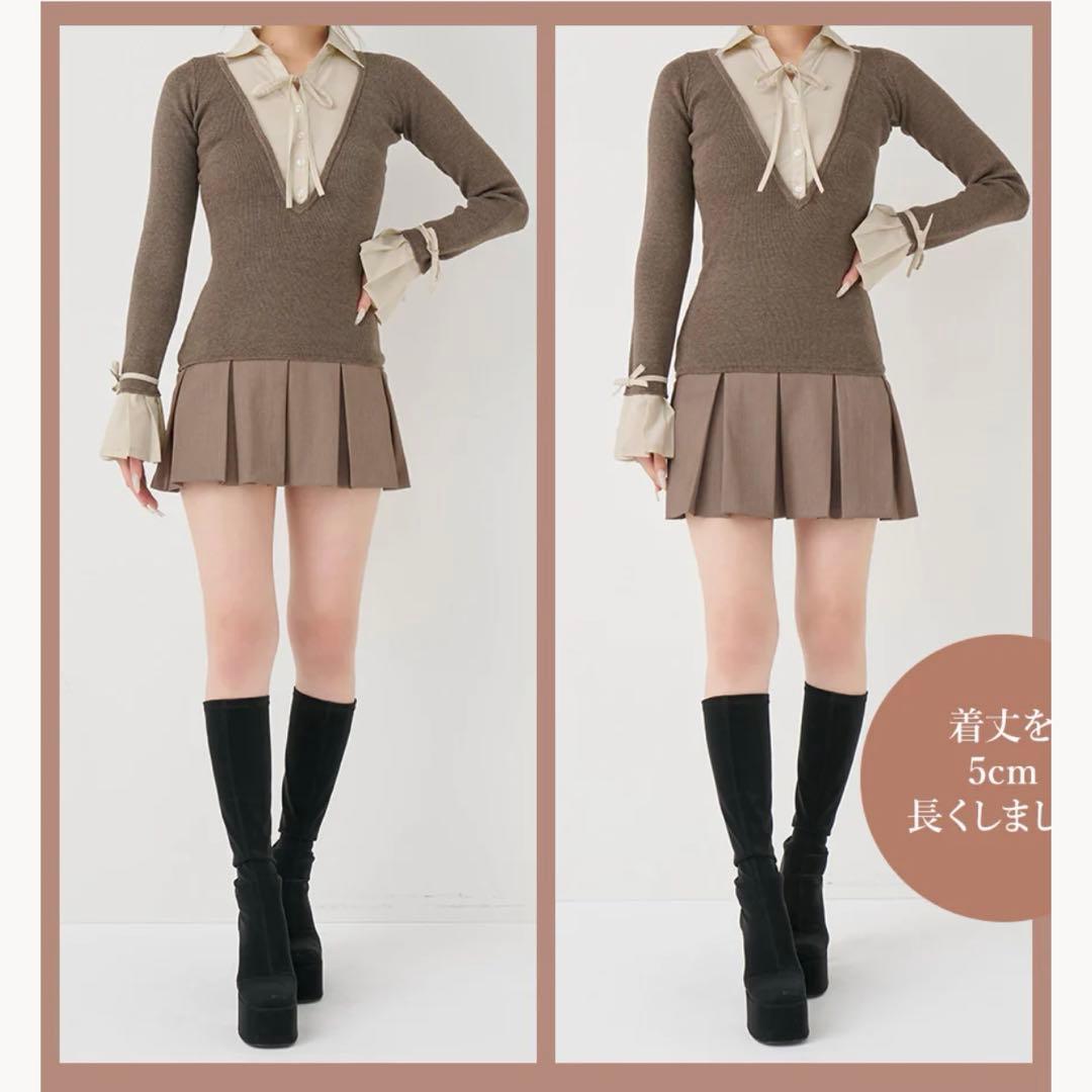 Darich シャツドッキングプリーツミニワンピース　MOC FL