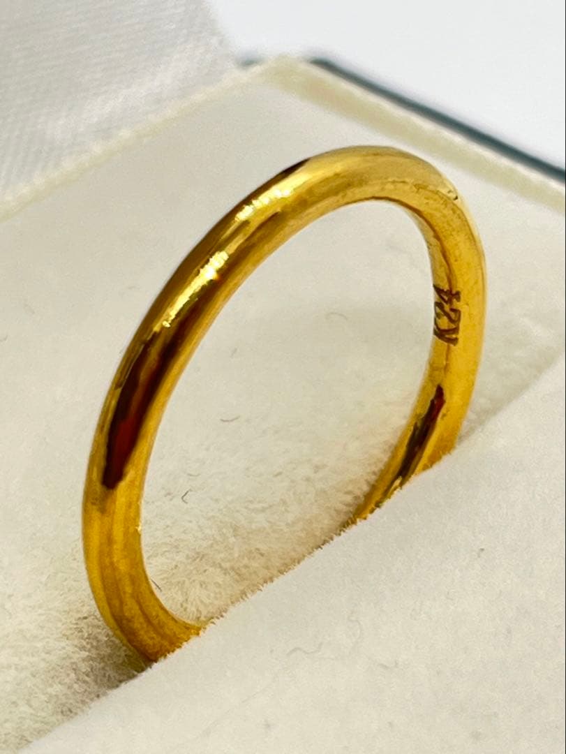 ありがとう！K24純金無地リング3.58g指輪リング刻印あり ハンドメイド