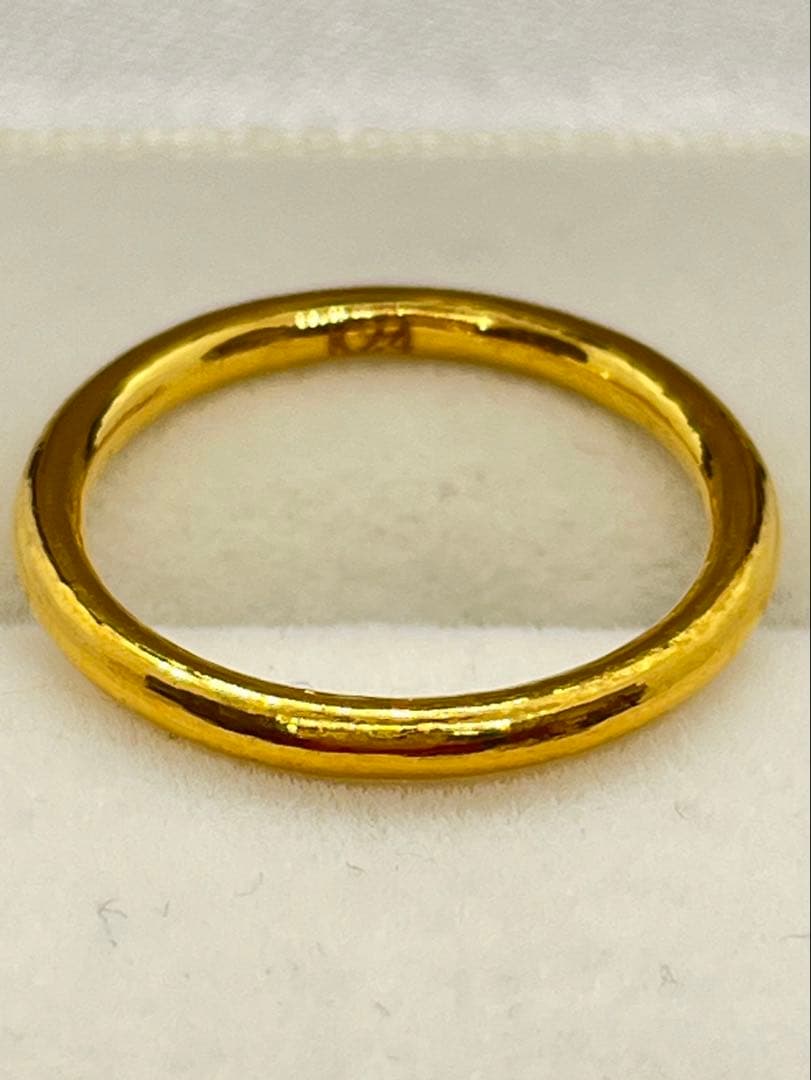 ありがとう！K24純金無地リング3.58g指輪リング刻印あり ハンドメイド