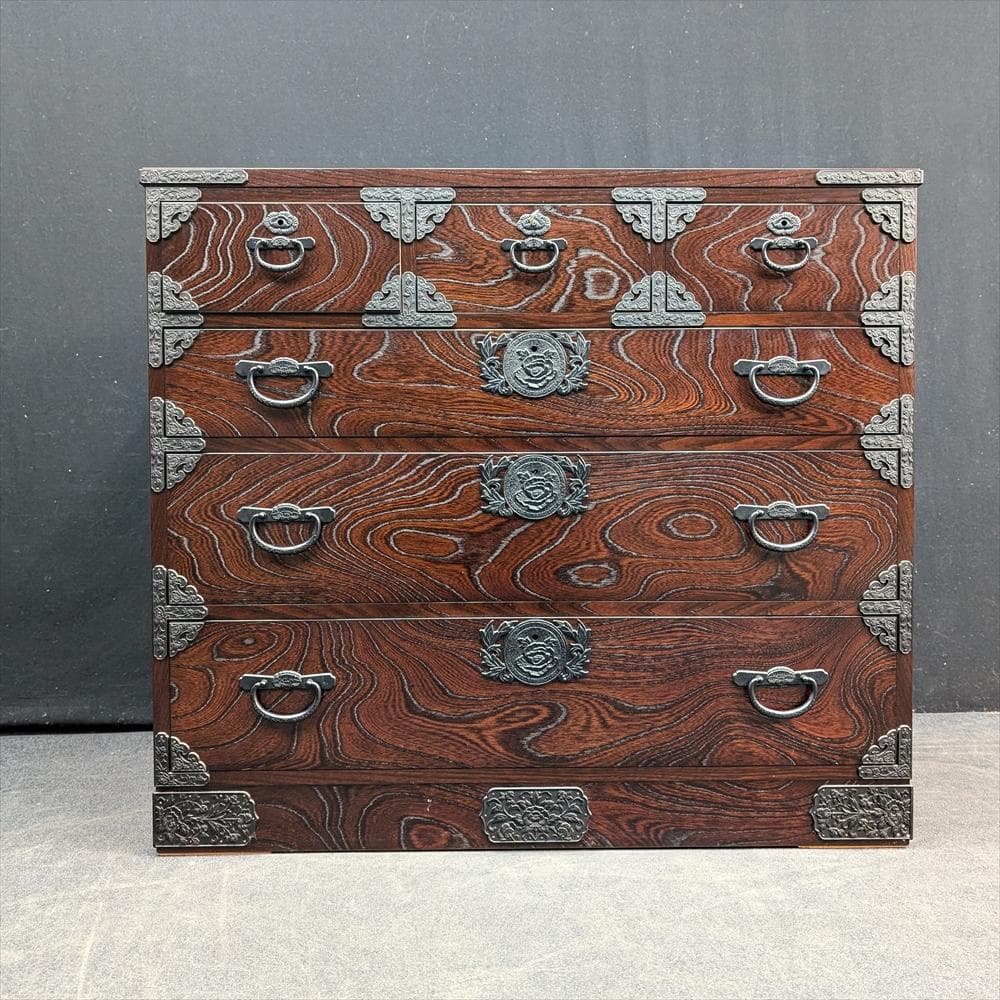 美品　青木産業　ケヤキ　整理箪笥　タンス　チェスト　整理　収納　気密　蟻組　民藝