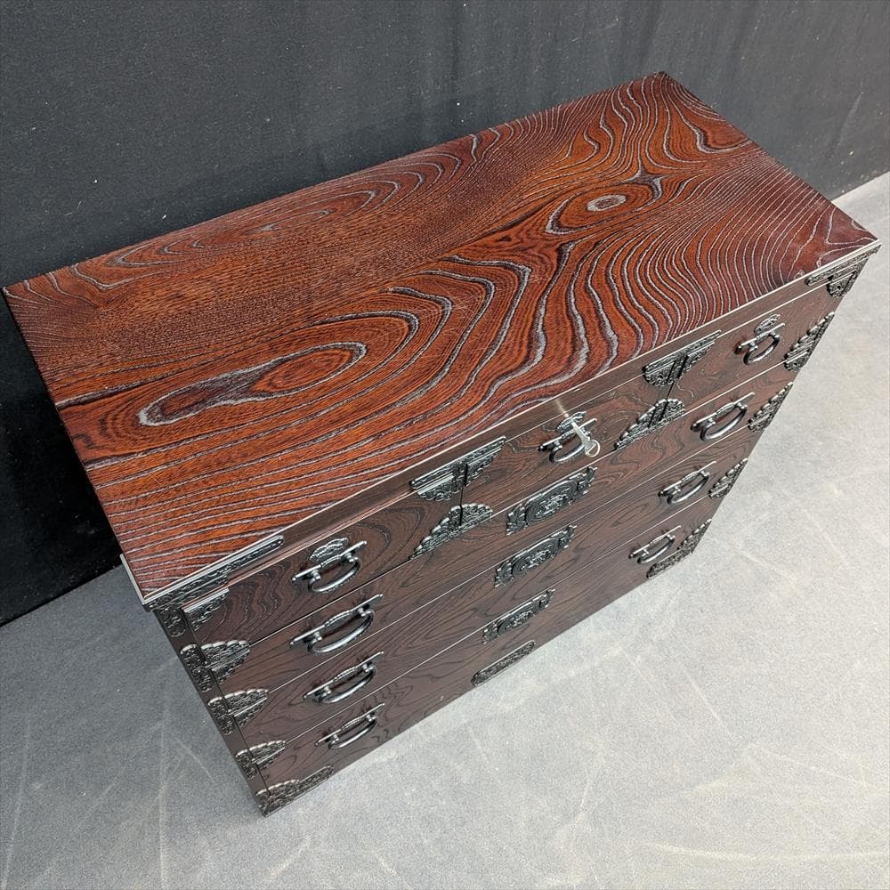 美品　青木産業　ケヤキ　整理箪笥　タンス　チェスト　整理　収納　気密　蟻組　民藝