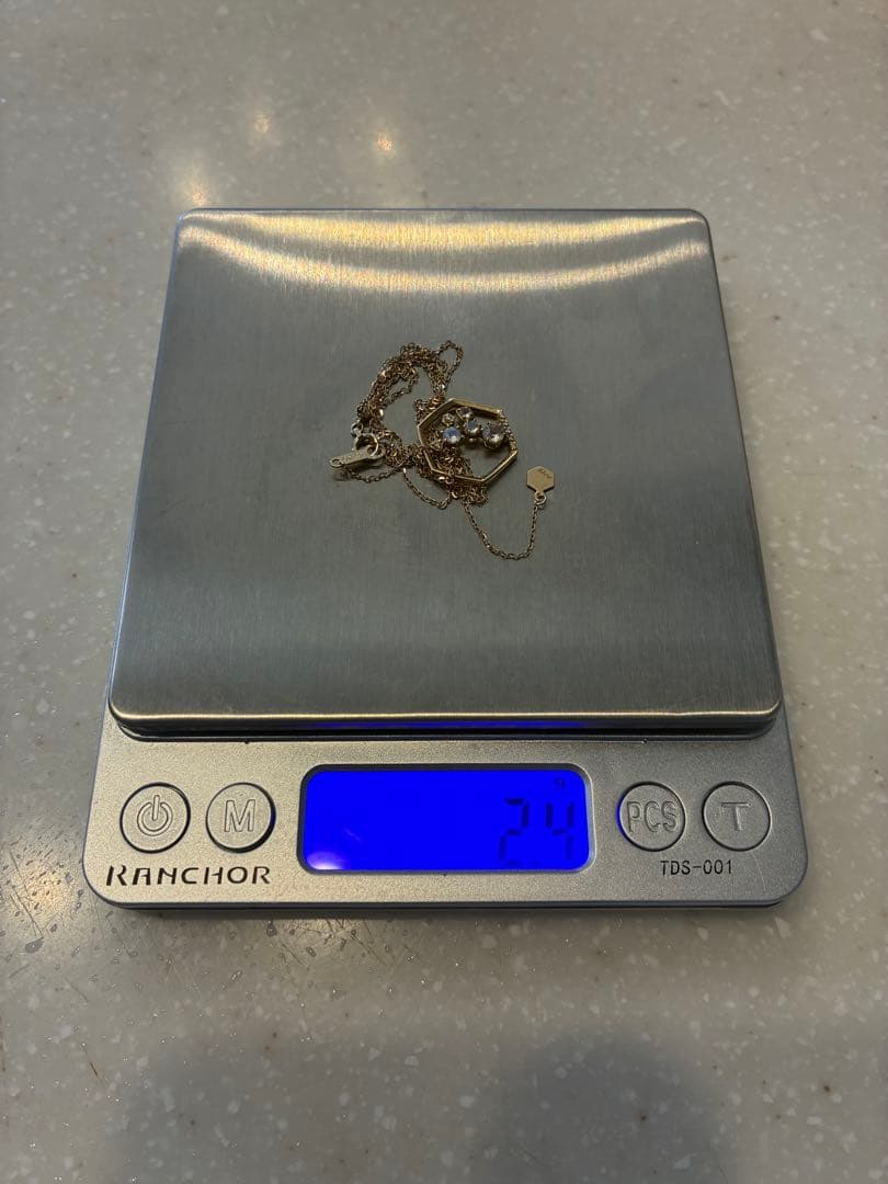 ☆美品☆4°C K10 天然石付ロングネックレス2019限定　54cm