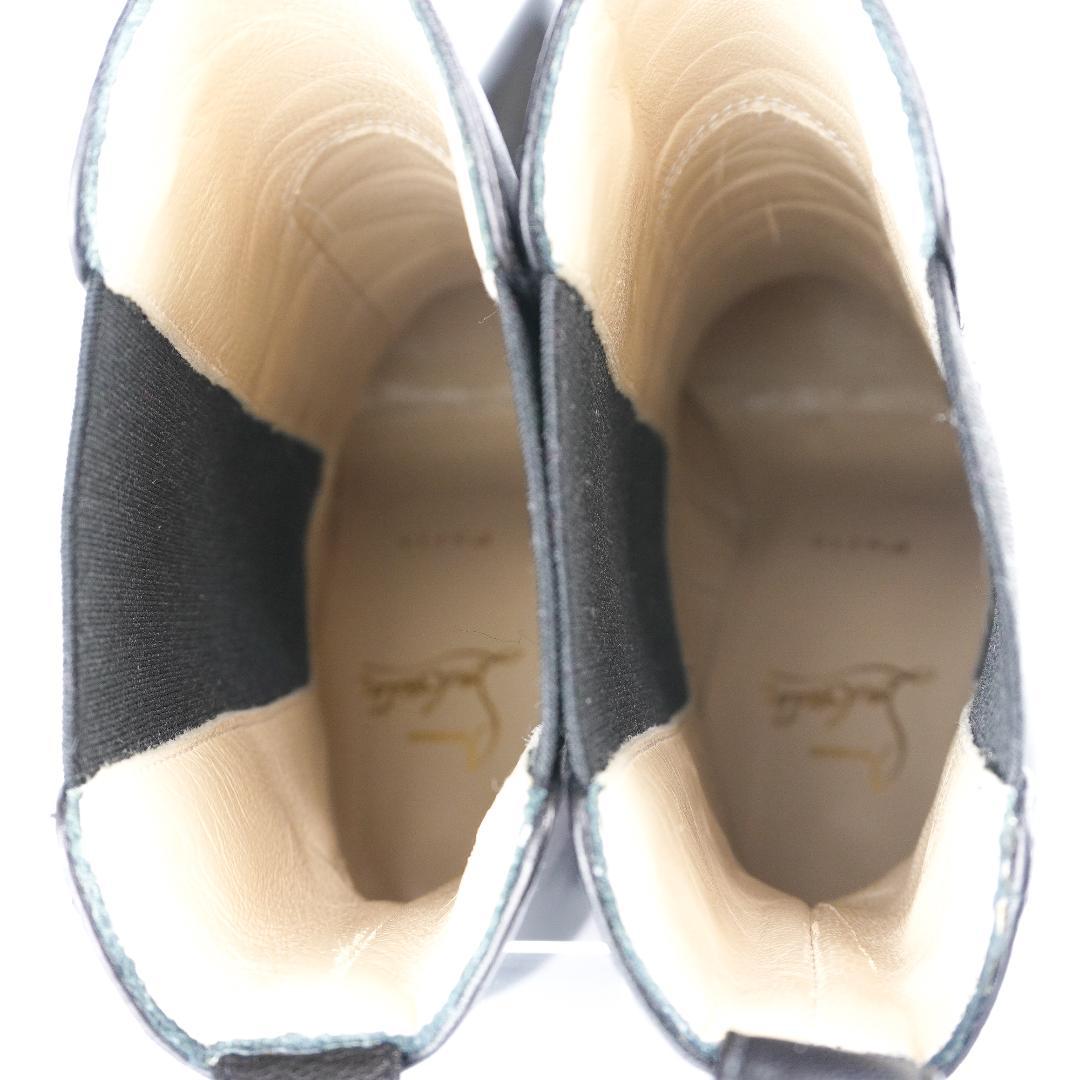 24.5cm ルブタン黒レザーポインテッドトゥブーティ バレンタインデー最適