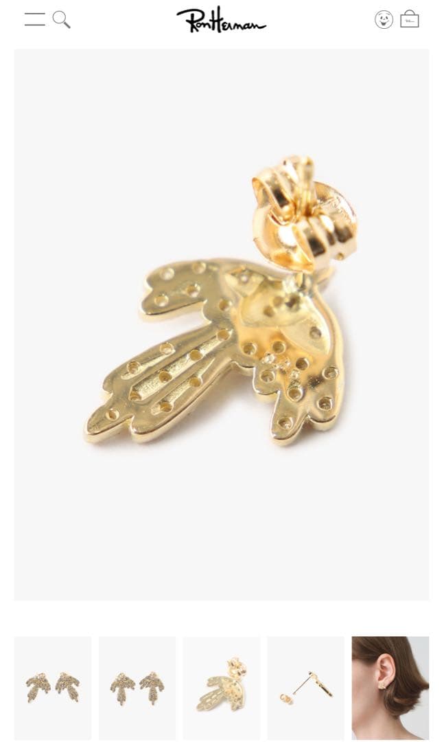 サンメイア SUN MARE バード　ダイヤピアス　ロンハーマン片耳