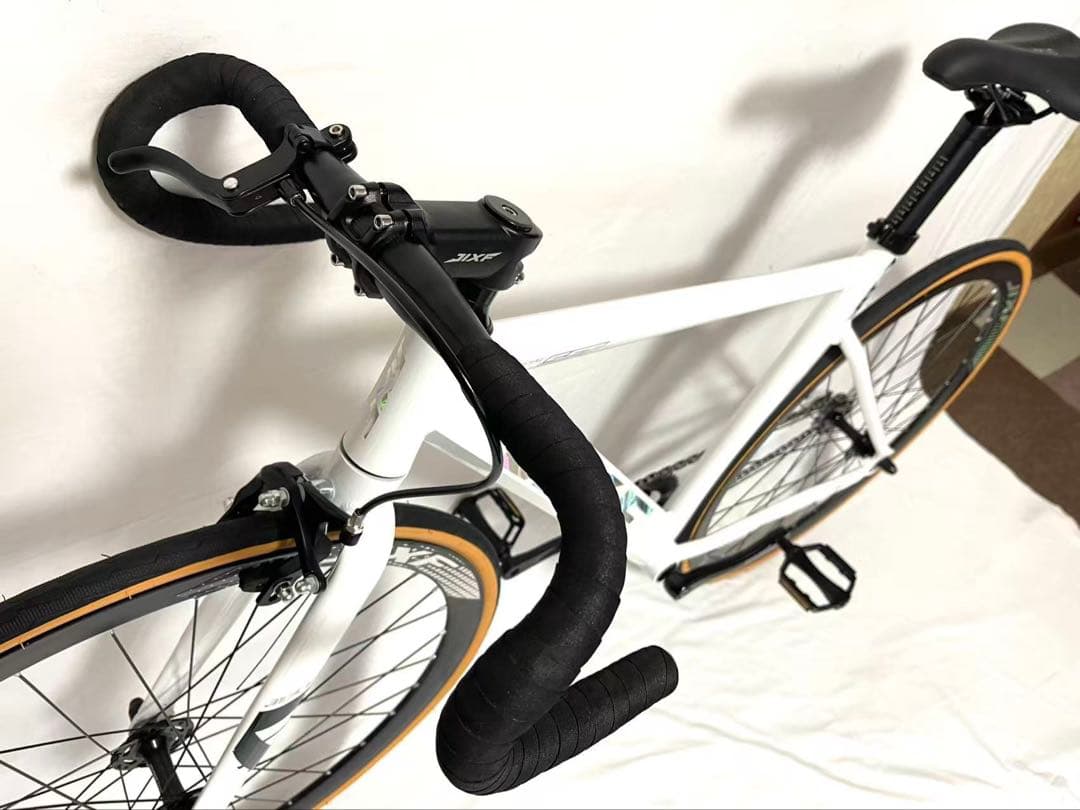 新品・未使用JIXFピストバイクFIXED GEARホワイトフロントブレーキ付