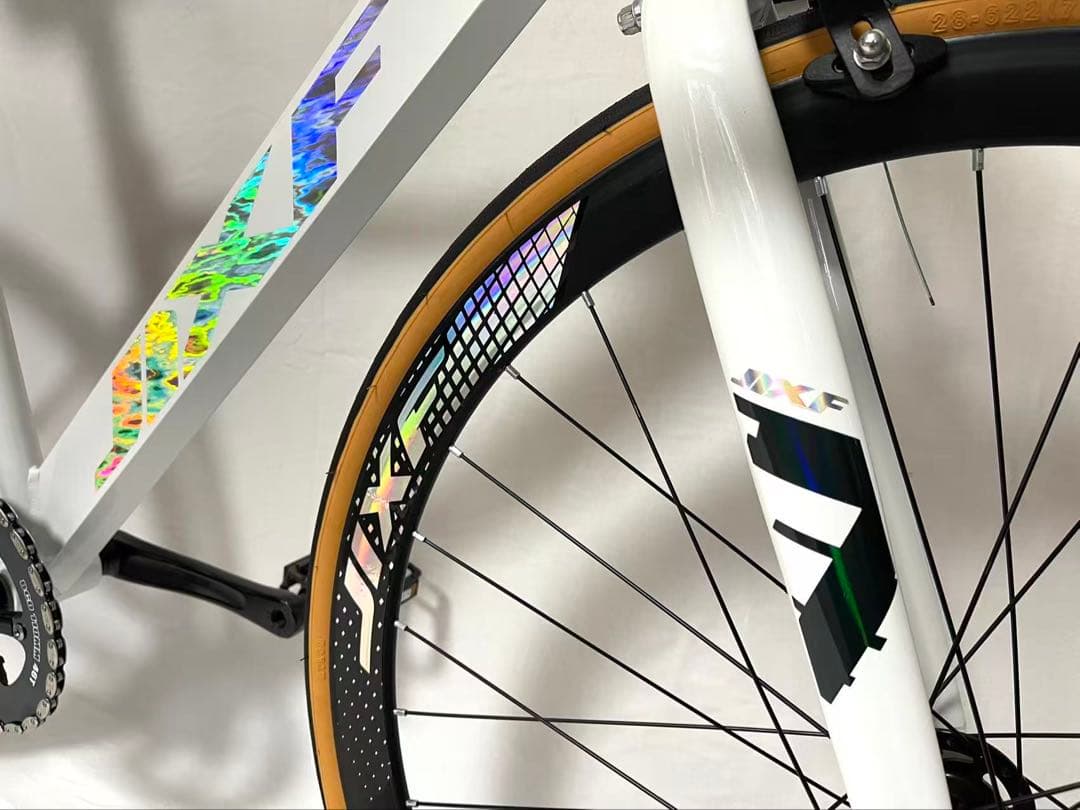 新品・未使用JIXFピストバイクFIXED GEARホワイトフロントブレーキ付