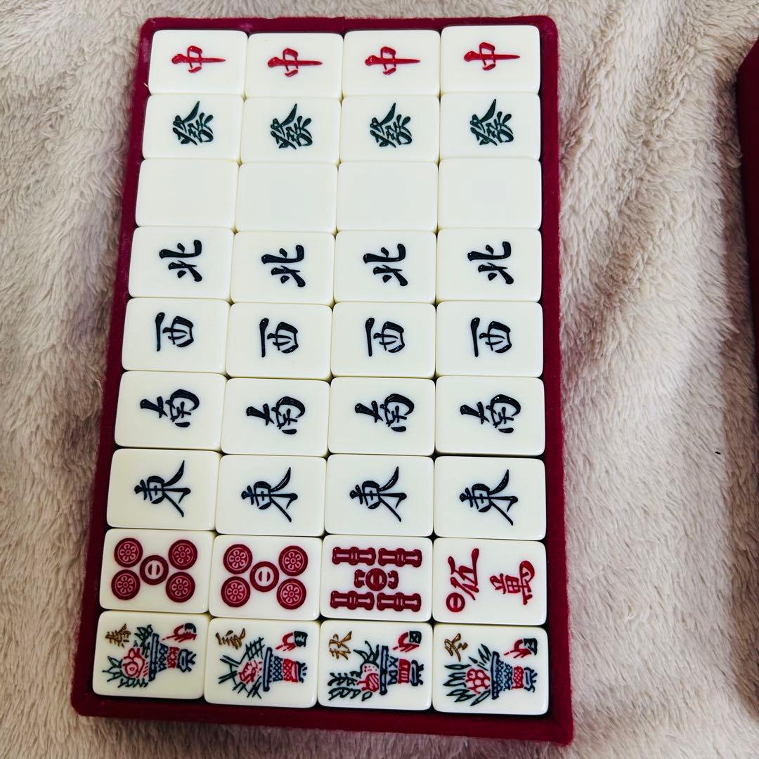 【ほぼ未使用】ミズノ丸一麻雀牌　金文字花牌　昭和レトロ　高級牌　背黄