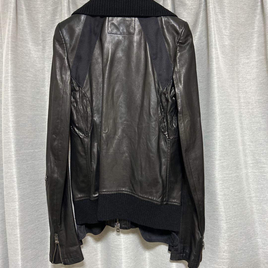 確認用です。 レザー ジャンパー 黒 ニット襟