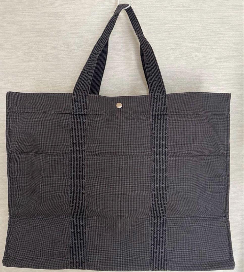 極美品　エルメス　エールラインTGMトートバッグ　特大　グレー　角スレなし