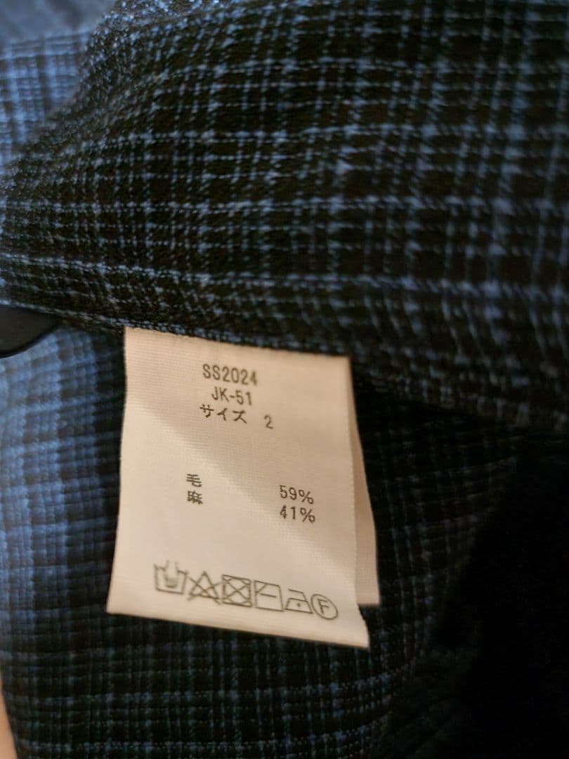 mittan JK-51 毛亜麻格子ジャケット サイズ2