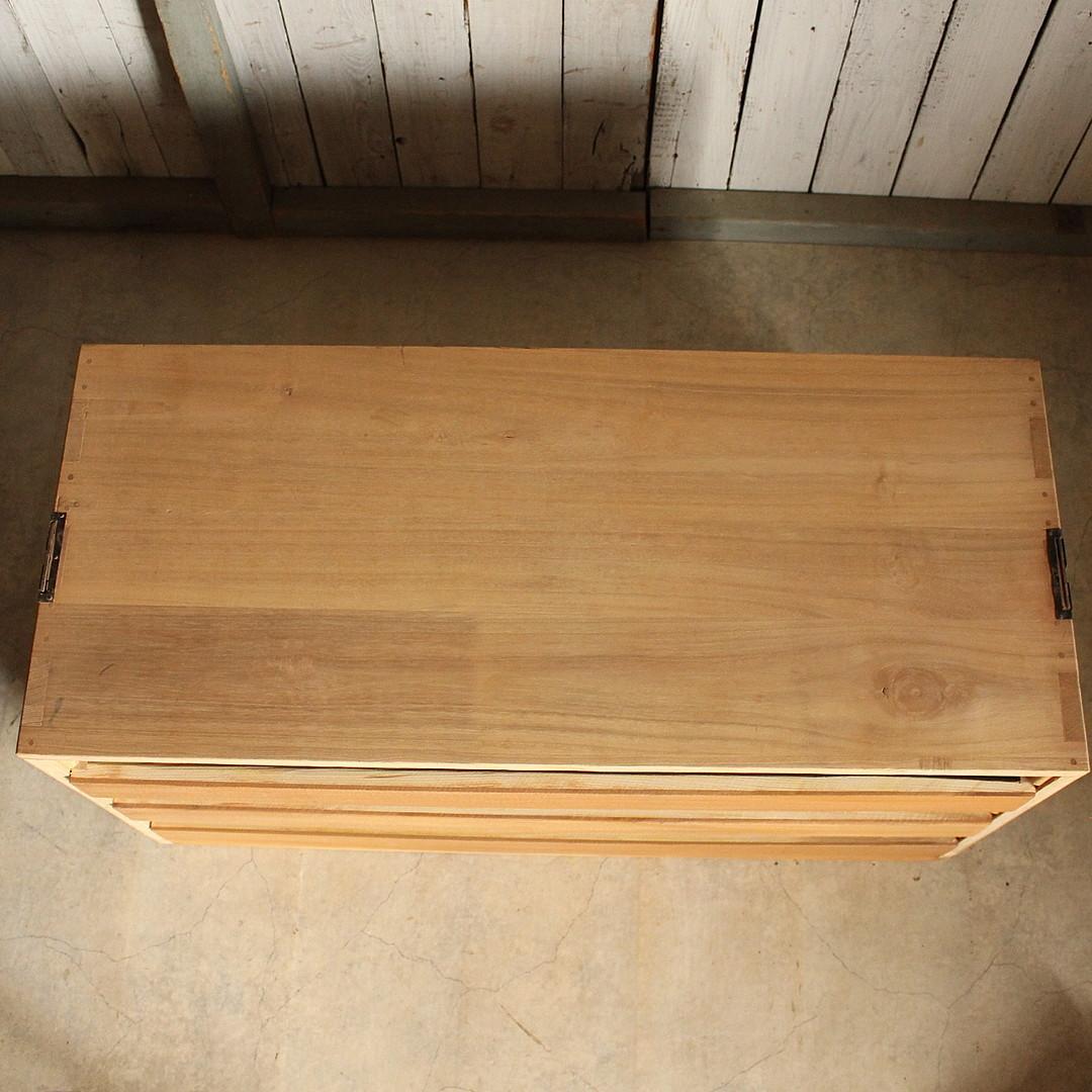 木製引き出し3段×ガラスケース　ガラスケース　食器棚　シャツケース　収納　古家具