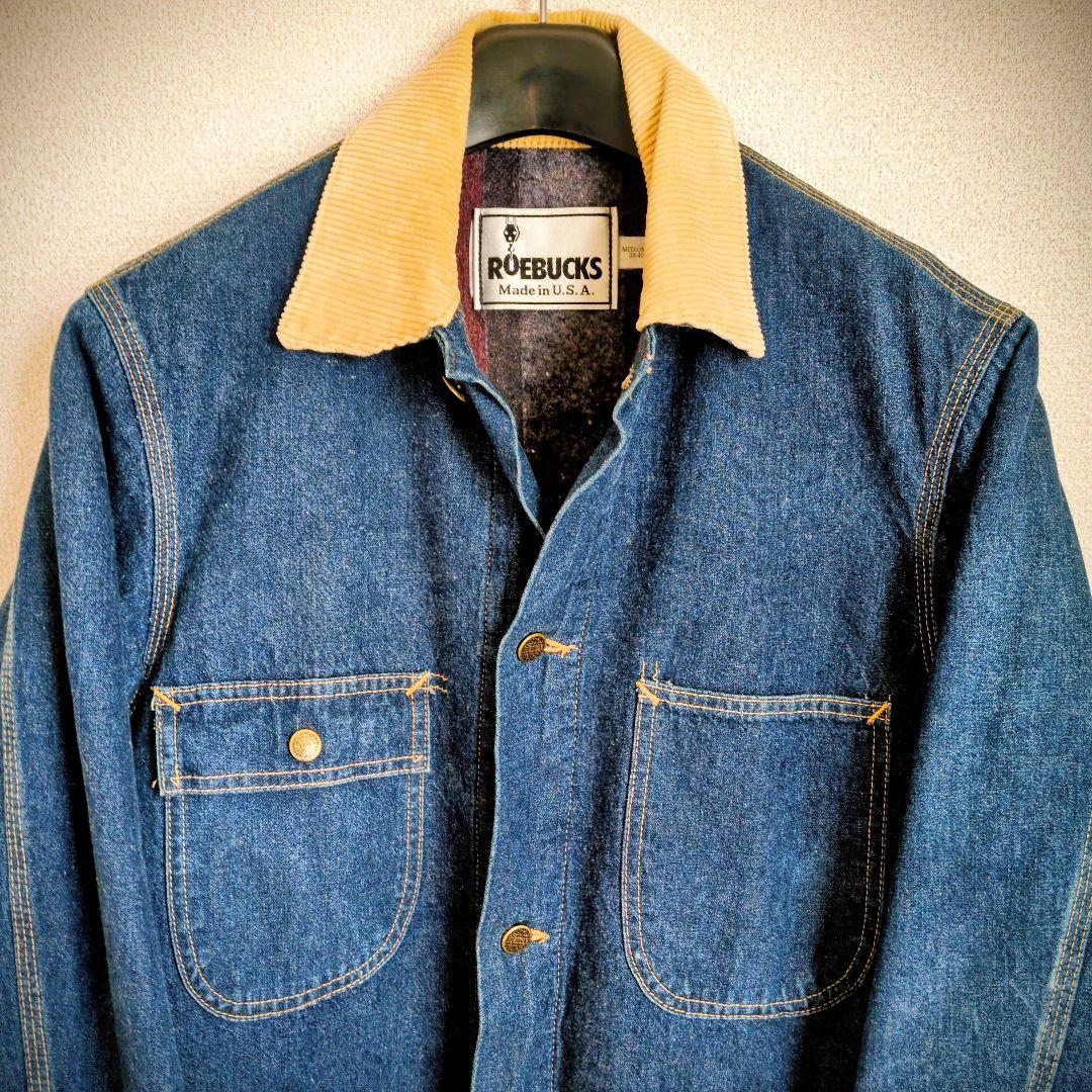 USA製 80s ROEBUCKS 裏ブランケット デニムカバーオール M