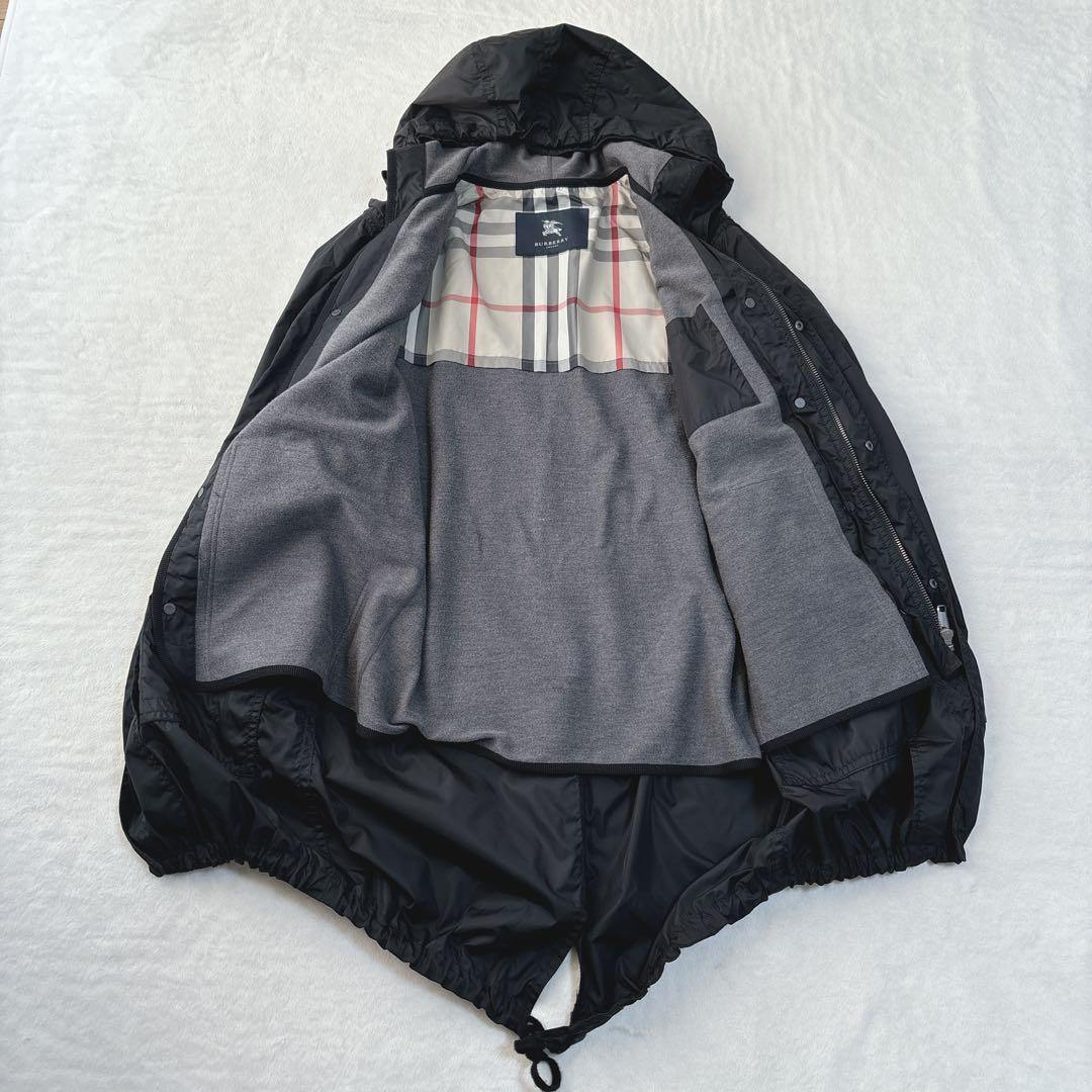 【美品】バーバリーロンドン　モッズコート　ナイロン　ノバチェック　ブラック
