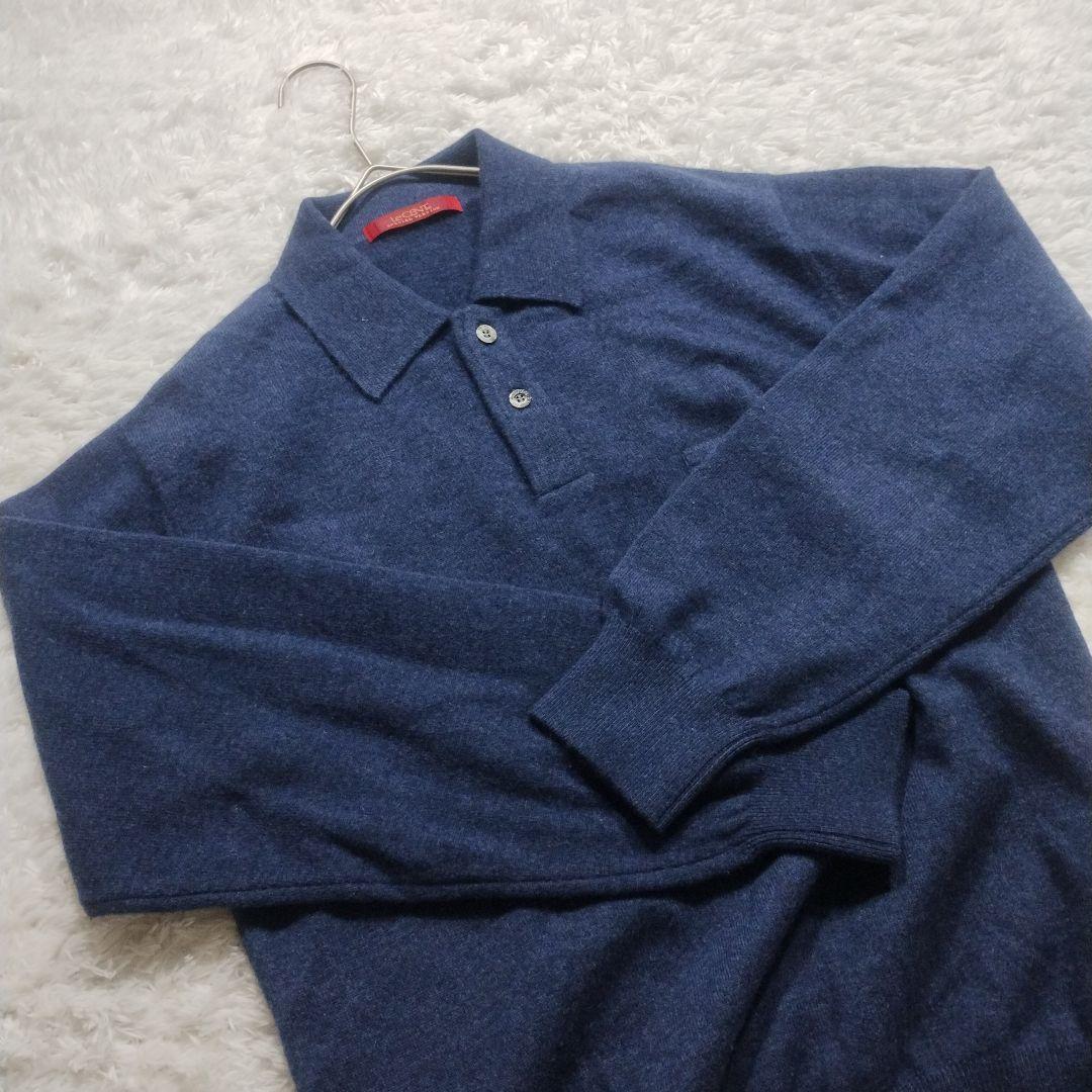 極美品✨LeCENT カシミヤ 100% ニット ポロシャツ 長袖 ネイビー M