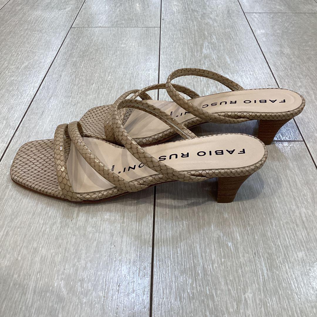 【店頭展示品】 FABIO RUSCONI パイソンミュール ベージュ 35