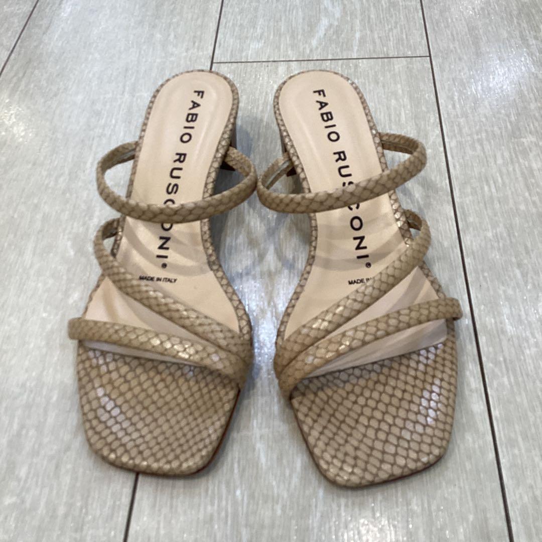 【店頭展示品】 FABIO RUSCONI パイソンミュール ベージュ 35