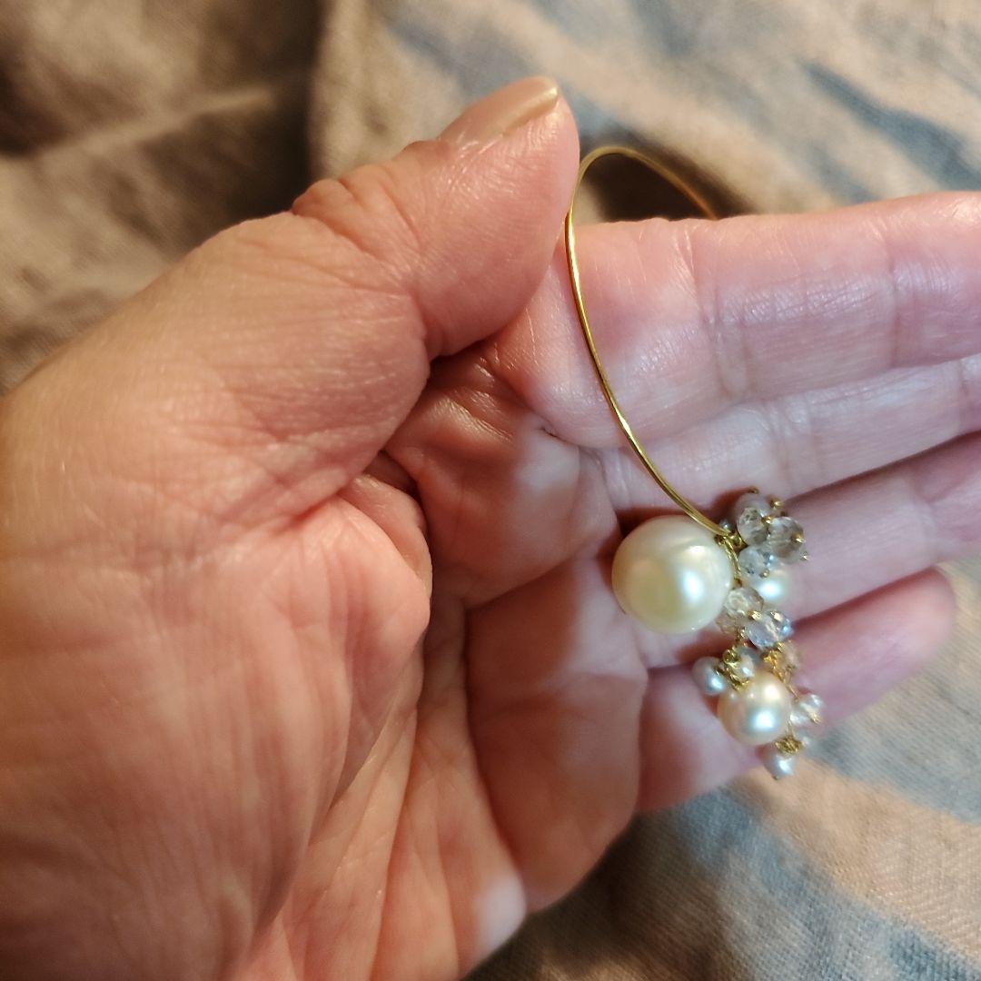 SWEETPEA スイートピーパール付きフープピアス(片耳用)2way最終価格❗