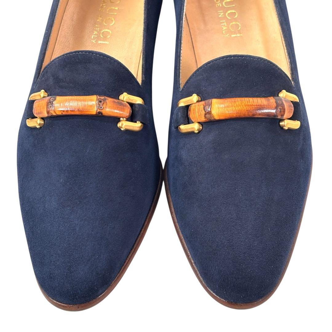 美品 グッチ GUCCI 36 1/2 23.5 スエード ローファー バンブー