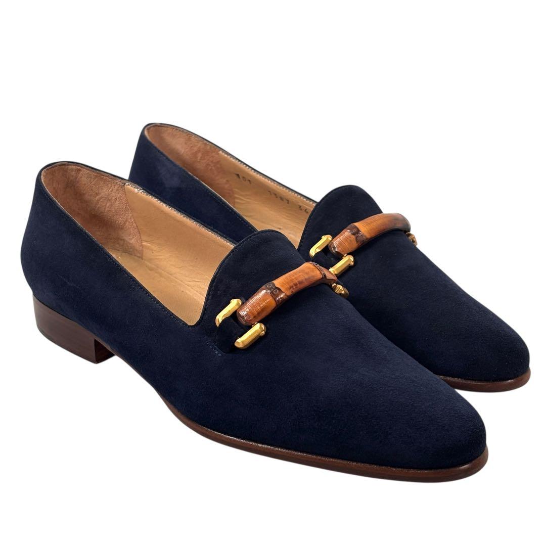 美品 グッチ GUCCI 36 1/2 23.5 スエード ローファー バンブー