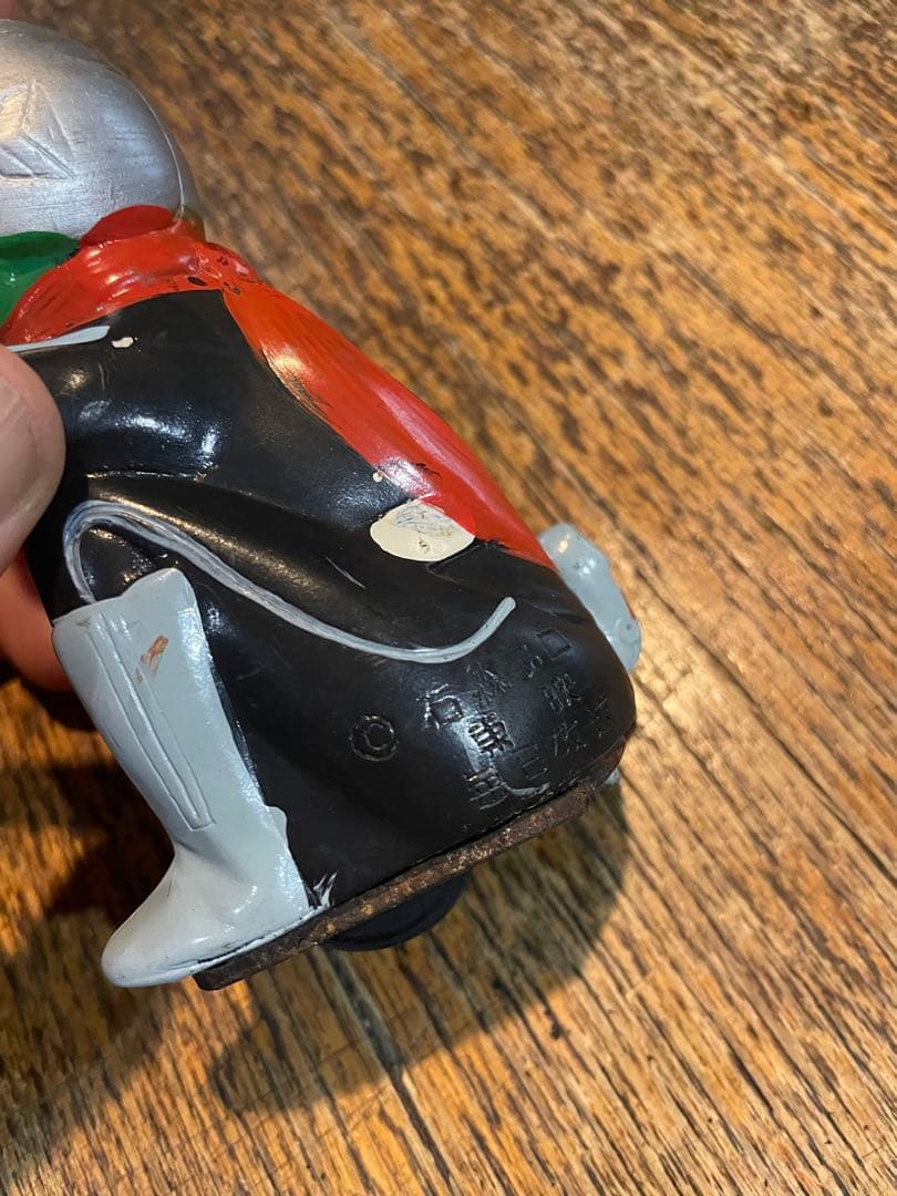 当時物ゼンマイ ソフビ 歩行玩具 小 仮面ライダーと蜘蛛男 2体 昭和レトロ