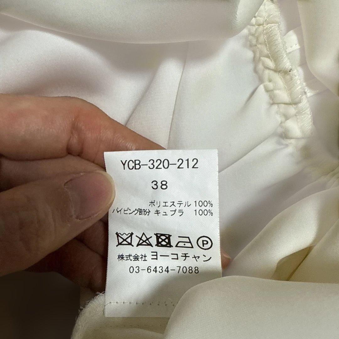 美品 YOKO CHAN ホワイト ティアード長袖シャツ