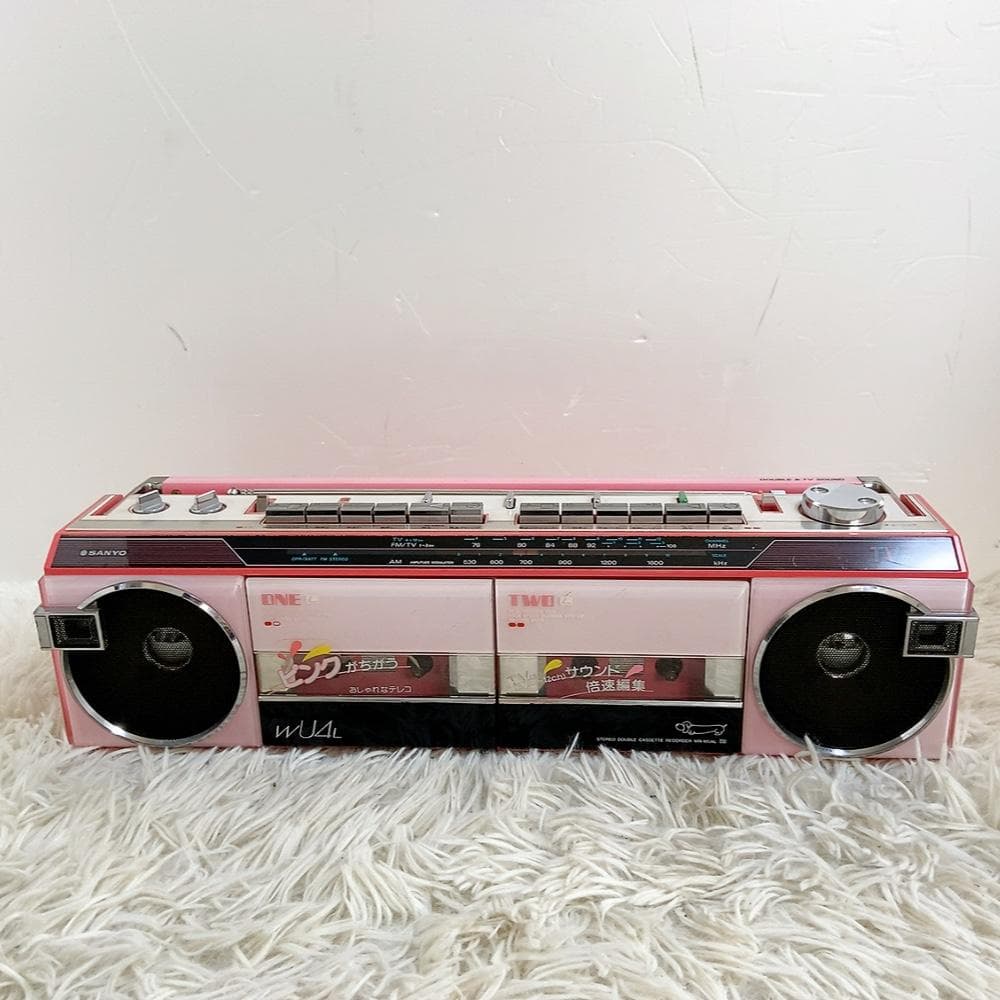 希少なピンク! SANYO MR-WU4L 当時物 ダブルラジカセ 昭和レトロ