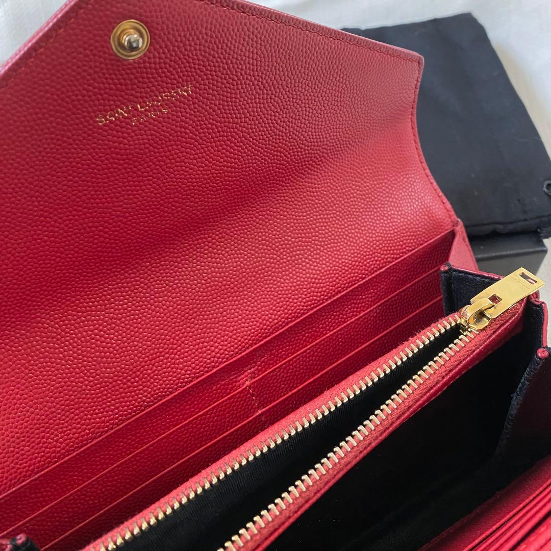 SaintLaurent 長財布 YSL サンローラン キルティング レッド