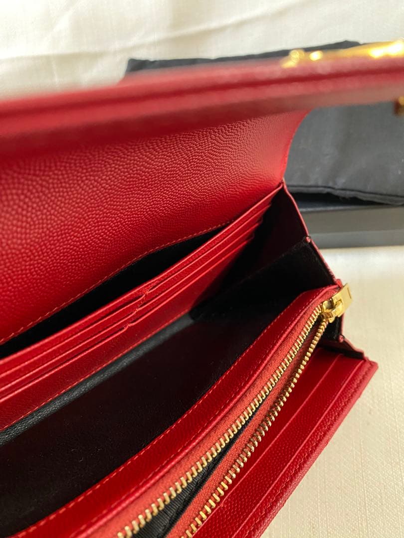 SaintLaurent 長財布 YSL サンローラン キルティング レッド