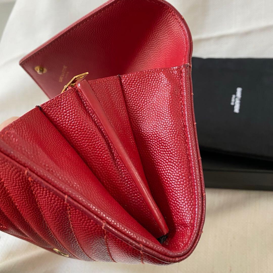 SaintLaurent 長財布 YSL サンローラン キルティング レッド