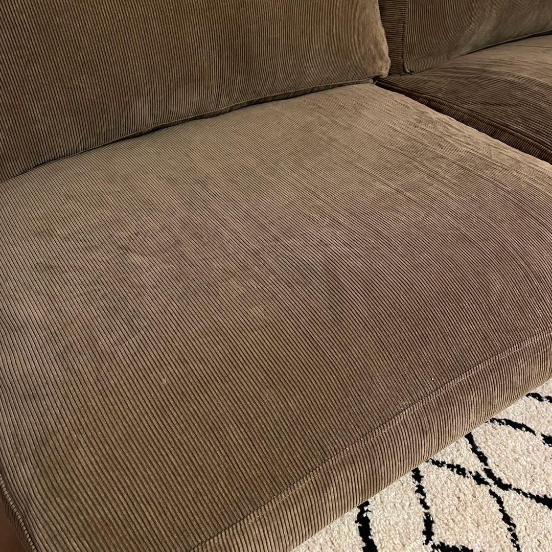 美品！モモナチュラル クラウド ソファ 2シーター コーデュロイ カーキ系