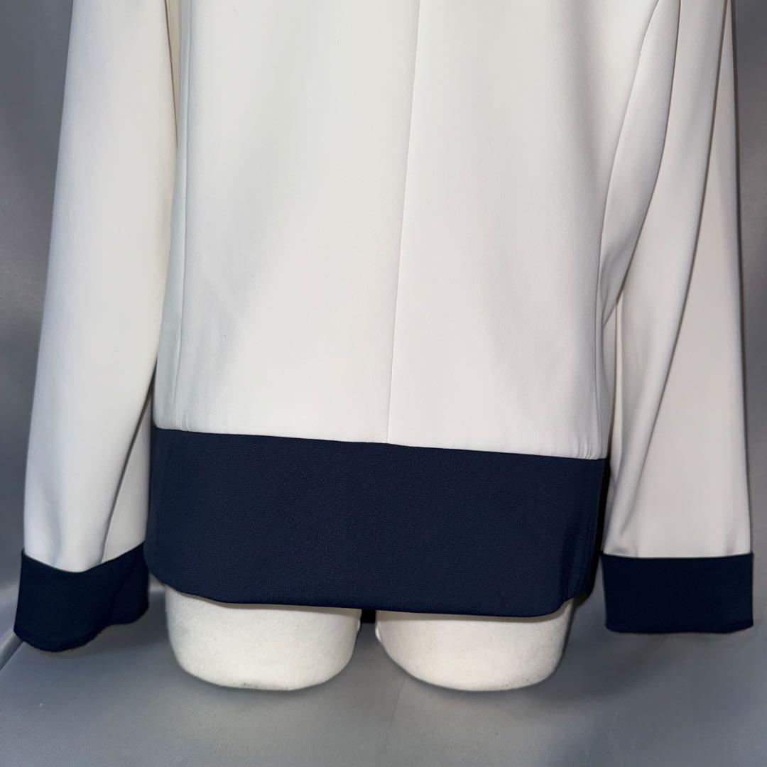 【極美品】LANVIN SPORT ノーカラー　薄手　ジップ　ゴルフ　白　LL