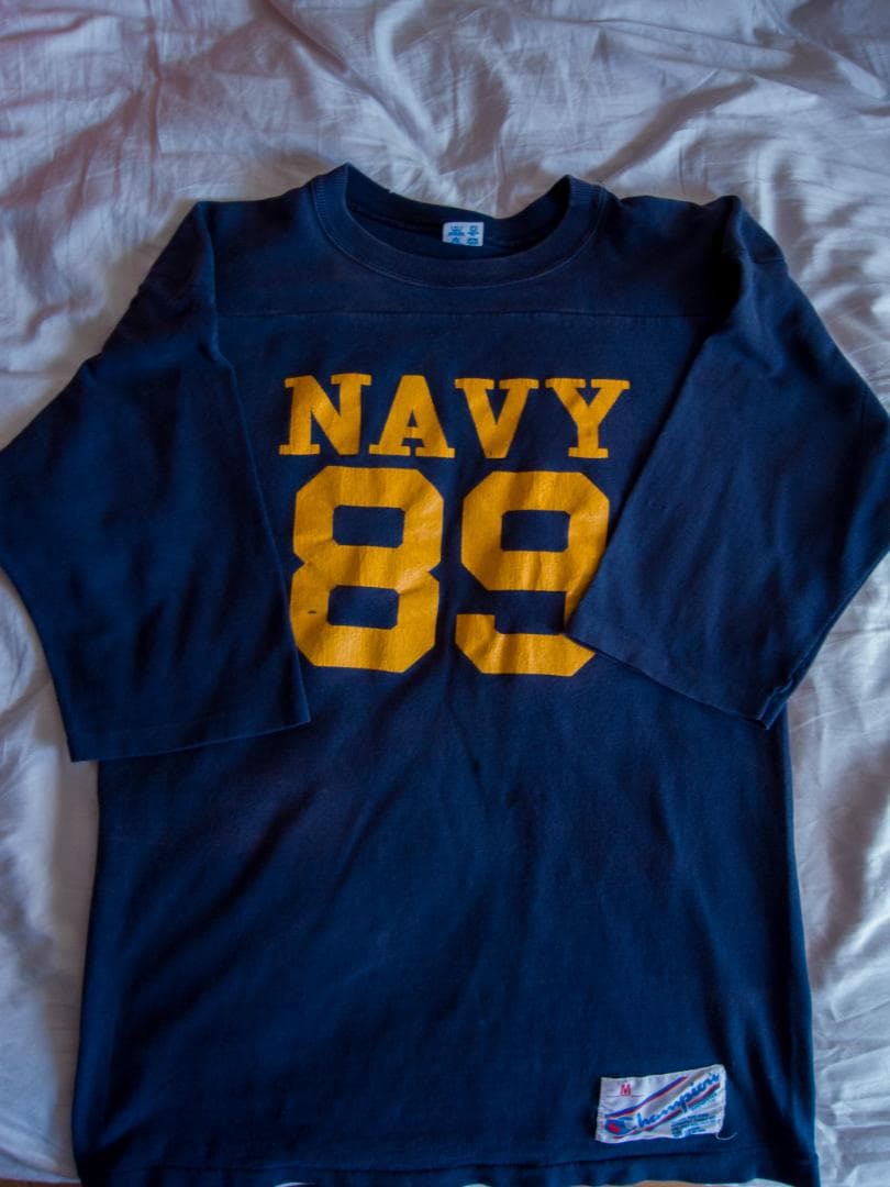 Champion NAVY 七分袖 フットボールT チャンピオン USA製