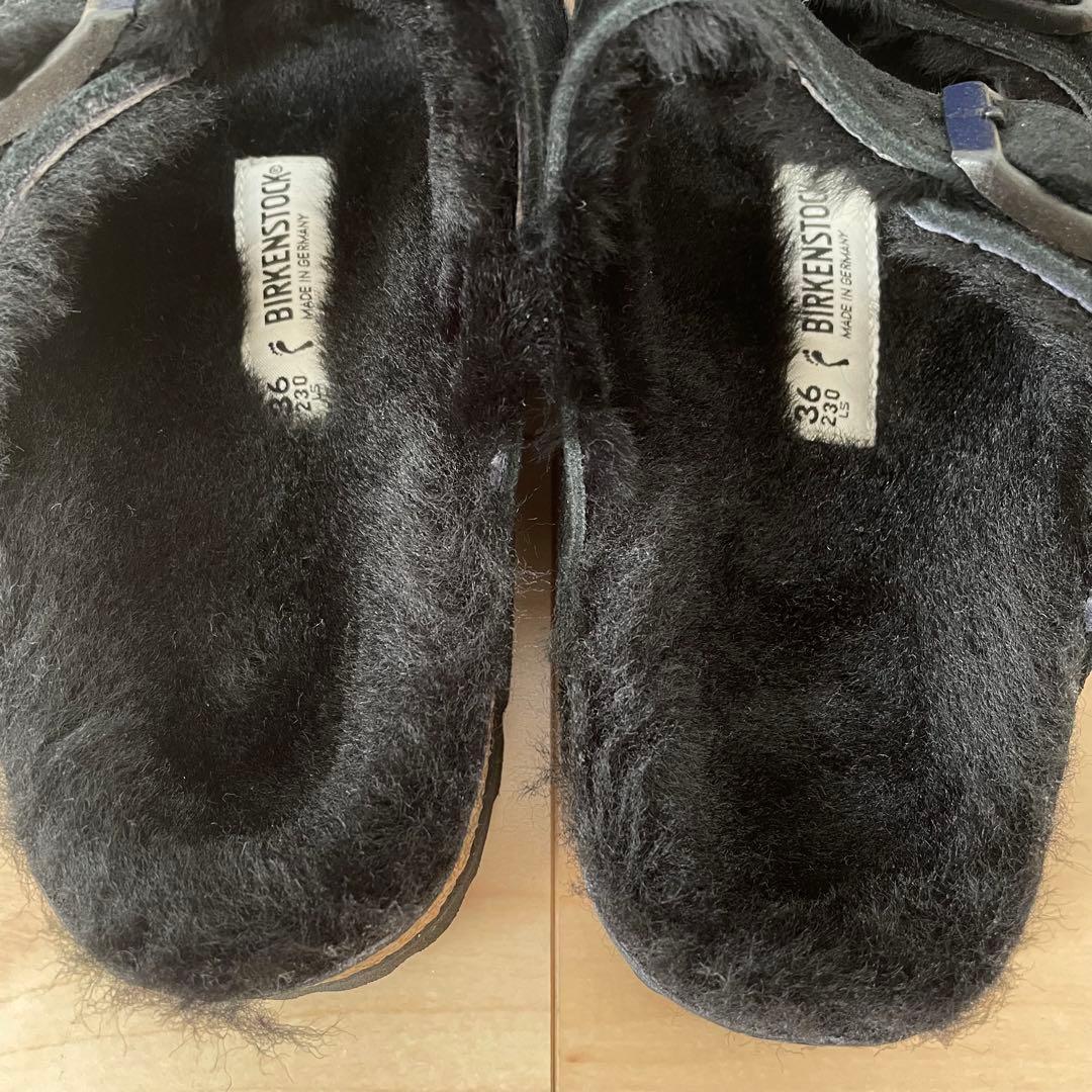 【美品】ビルケンシュトック アリゾナ 36 ファー ブラック サンダル