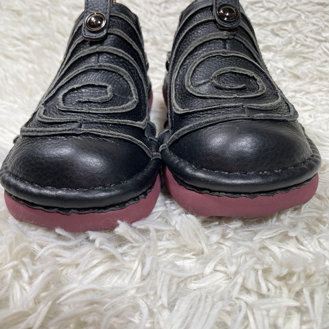 エスタシオン　未使用級　グルグルモチーフ 2wayサボサンダル　レザー　L 黒