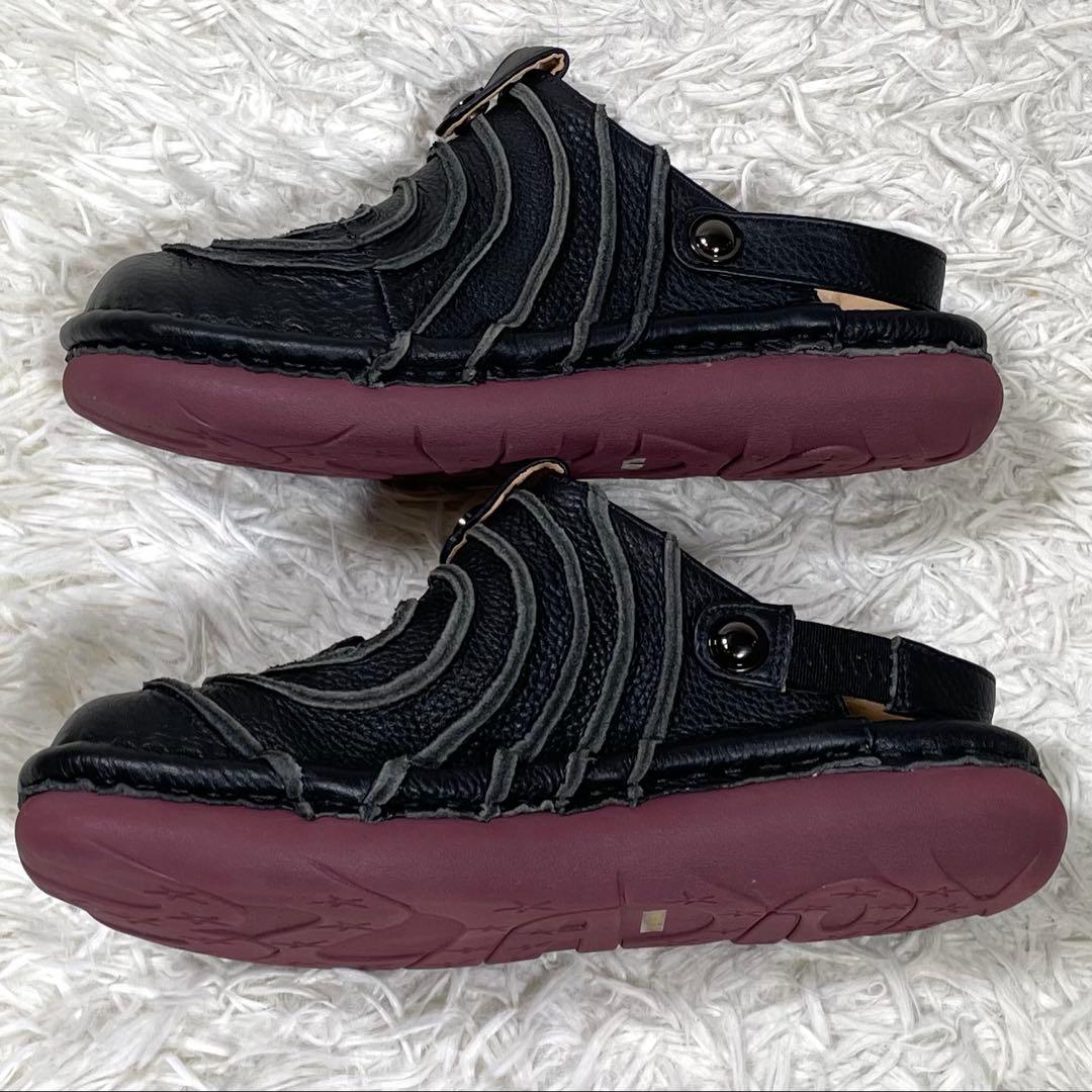 エスタシオン　未使用級　グルグルモチーフ 2wayサボサンダル　レザー　L 黒