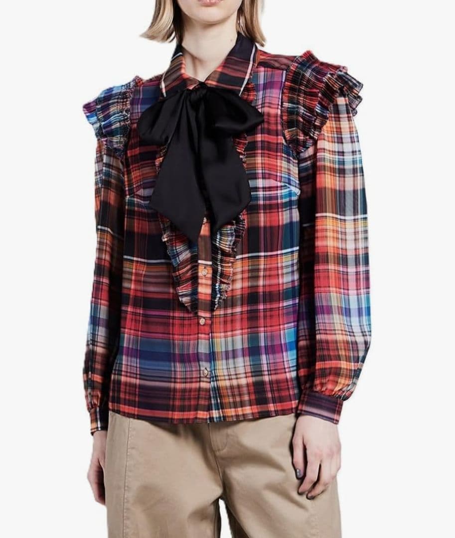 DOUBLE STANDARD CLOTHING ミックスチェックブラウス 38