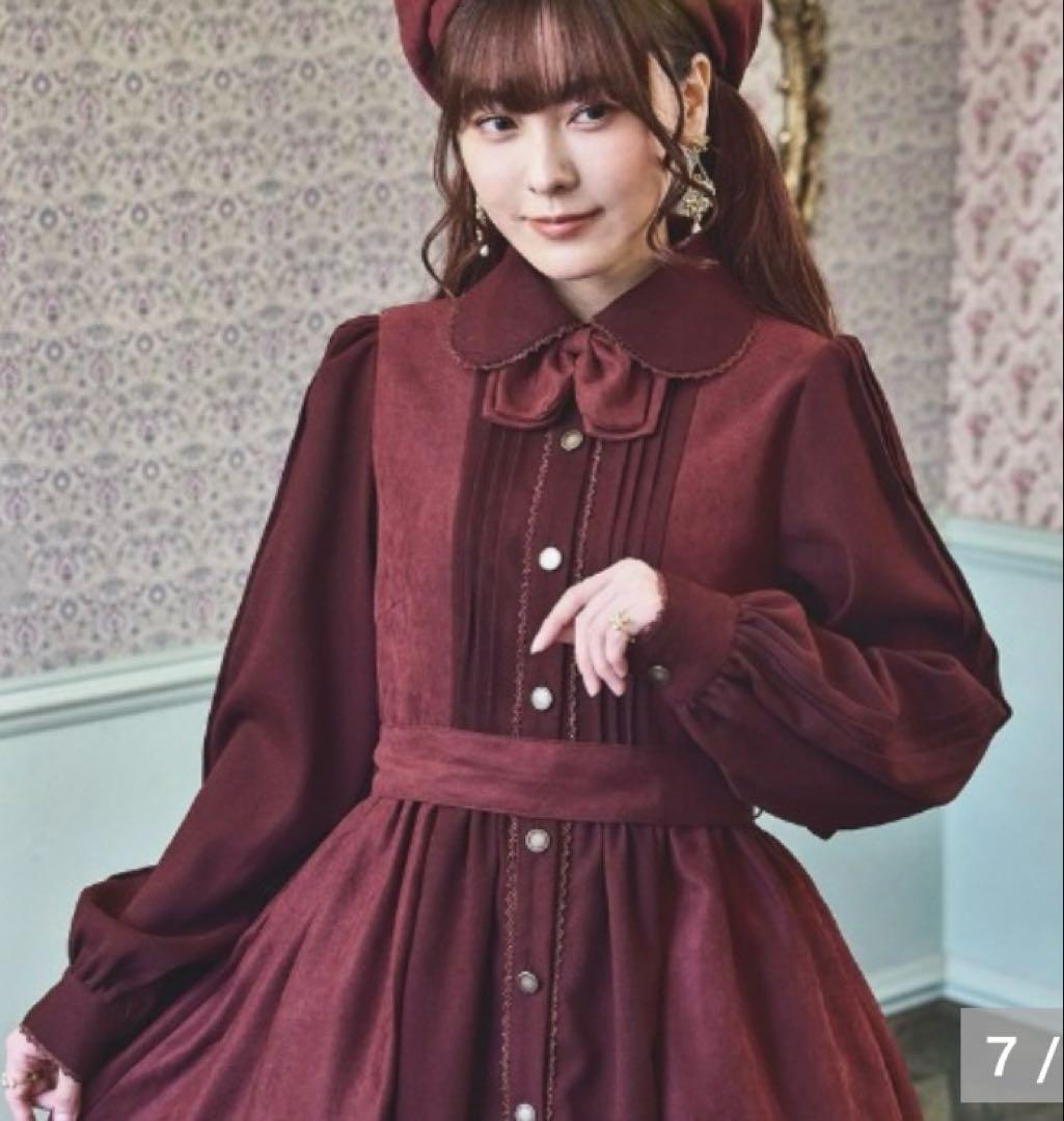 しまむら×くる実　ノエルドメモワール　配色リボンタイ ワンピース