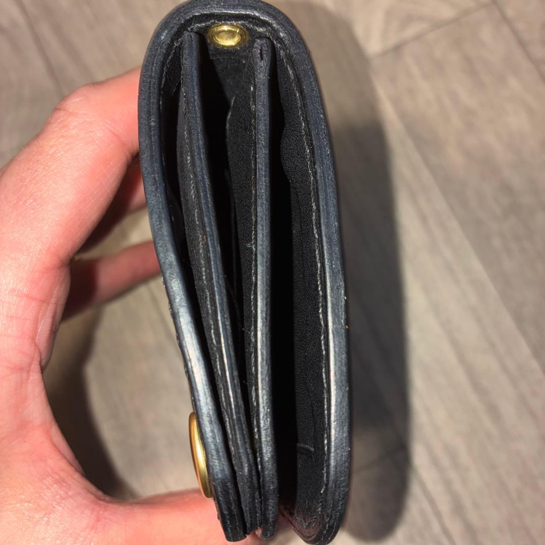 イタリアンレザー　ミドルトラッカーウォレット　真鍮　黒ステッチ　タイプB