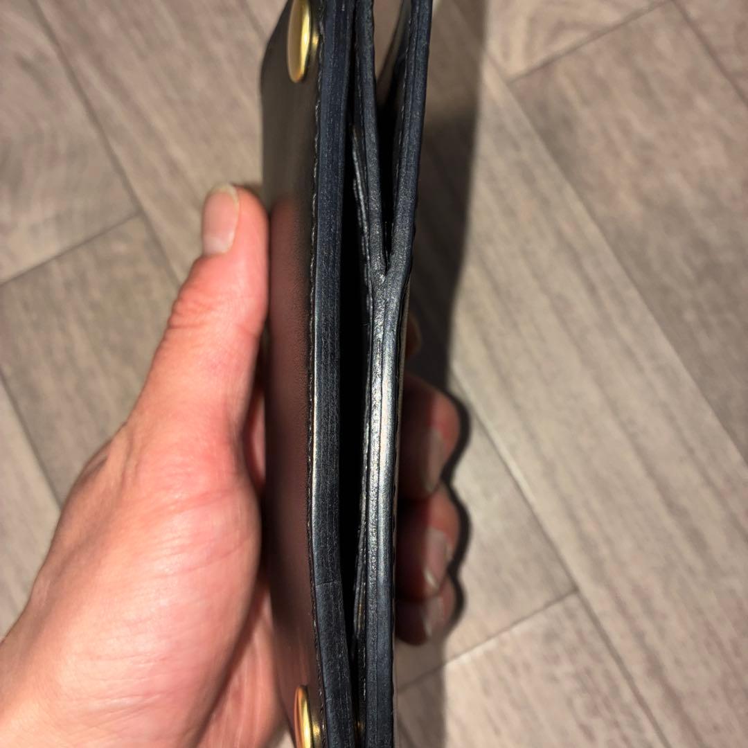 イタリアンレザー　ミドルトラッカーウォレット　真鍮　黒ステッチ　タイプB