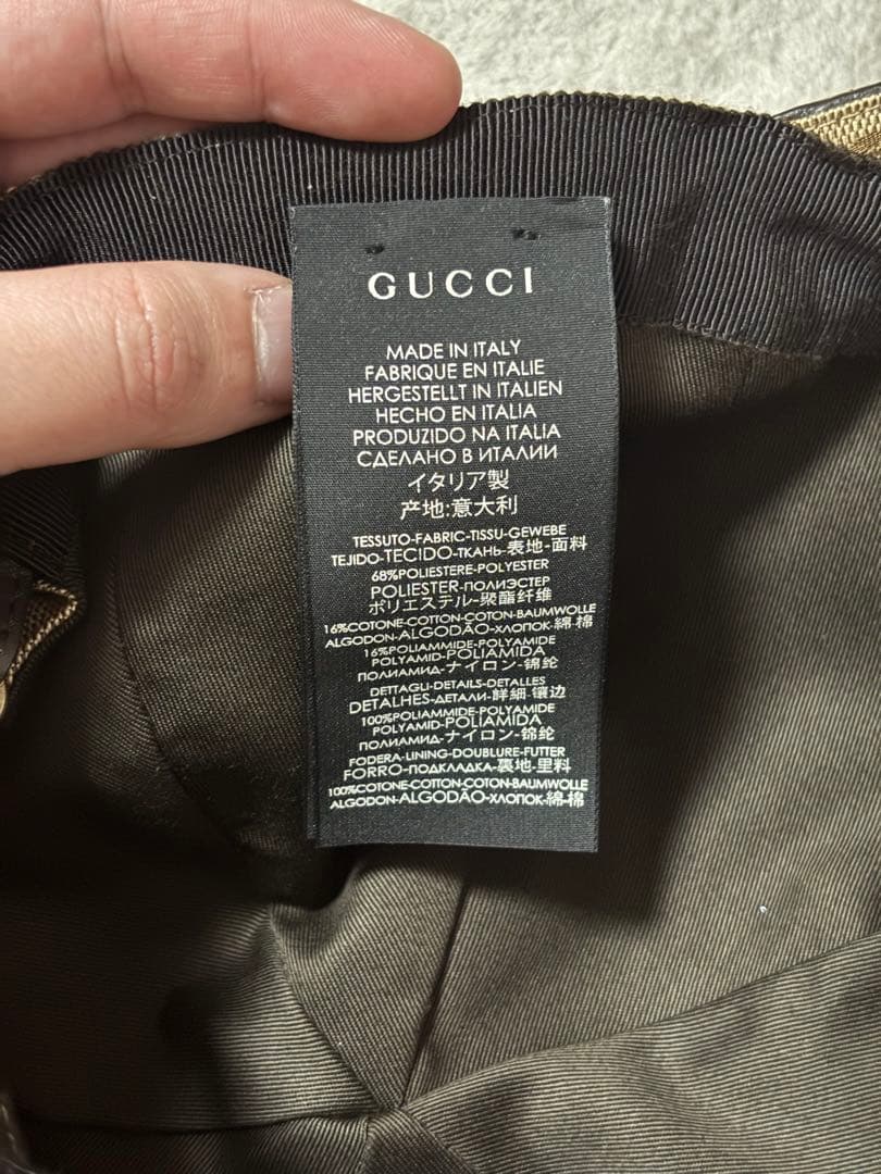 GGキャンバス シェリーライン キャップ 帽子 ベージュ 200035