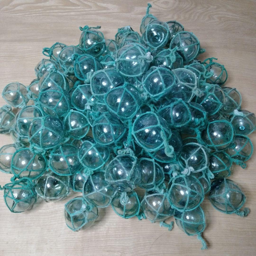 ガラス浮球　浮き玉　ガラス玉　漁具　 １００個セット　網紐付き