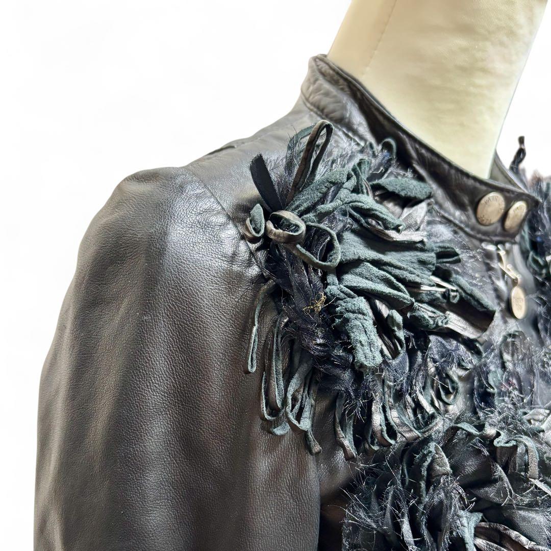 【T様】パトリツィア ぺぺレザージャケット 黒 S 羊革 高級装飾 希少