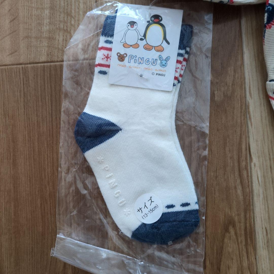 90サイズ　ピングー＆ピンガ ＆ロビフード付きシャツ・デニムカバーオール・靴下