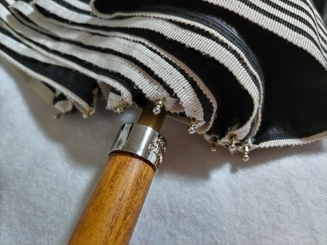 アシーナニューヨーク　日傘　　晴雨兼用　ボーダー　黒　傘