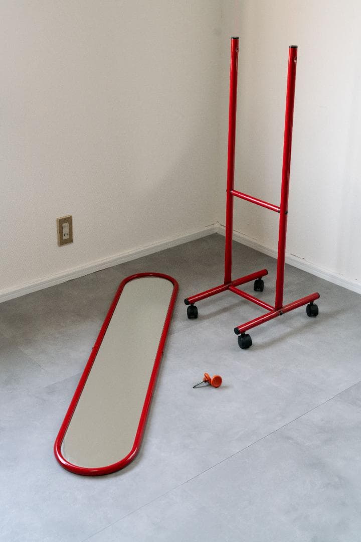 80s アイアンフレーム スタンドミラー 姿見レトロポップ　モダン