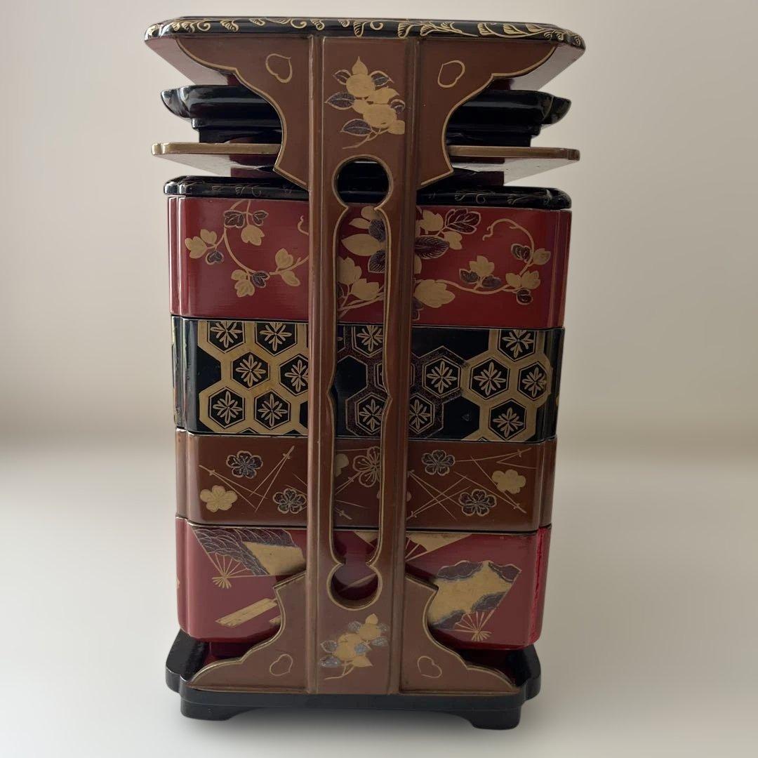 重箱　年代物　木製漆器　骨董　お弁当箱　アンティーク⭐︎希少⭐︎木箱付き